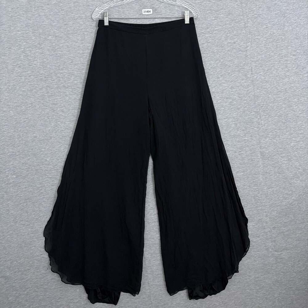 St. John Evening Womens Size 6 Black Silk Silk-Lined Wide Leg Pants